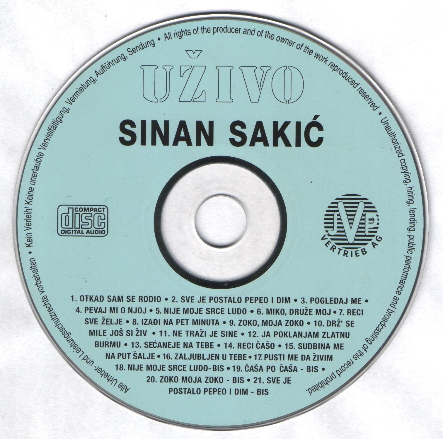 Sinan Sakic Uzivo Cd